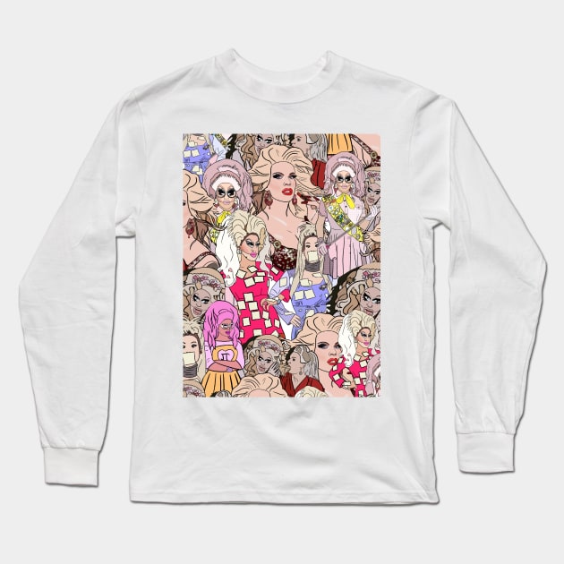 Katya and trixie pattern Long Sleeve T-Shirt by SturgesC